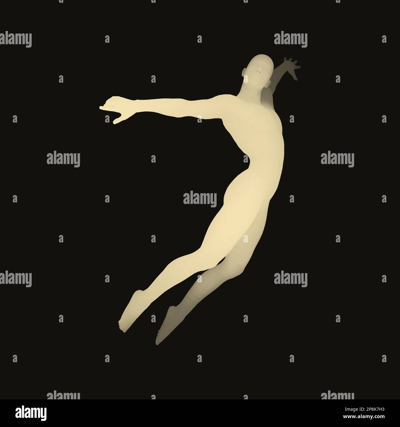 Jumping Man. Modello 3D dell'uomo. Il corpo umano. Sport simbolo. Elemento di design per il business, la scienza e la tecnologia. Illustrazione Vettoriale. Illustrazione Vettoriale