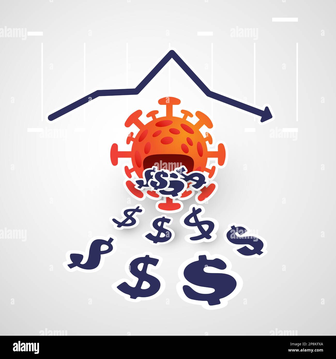 Costo di Coronavirus Pandemic, Virus Cannibalizing profitti e risparmi - impatto sull'economia globale, le imprese smettere di crescere, risultati in calo - VE Illustrazione Vettoriale