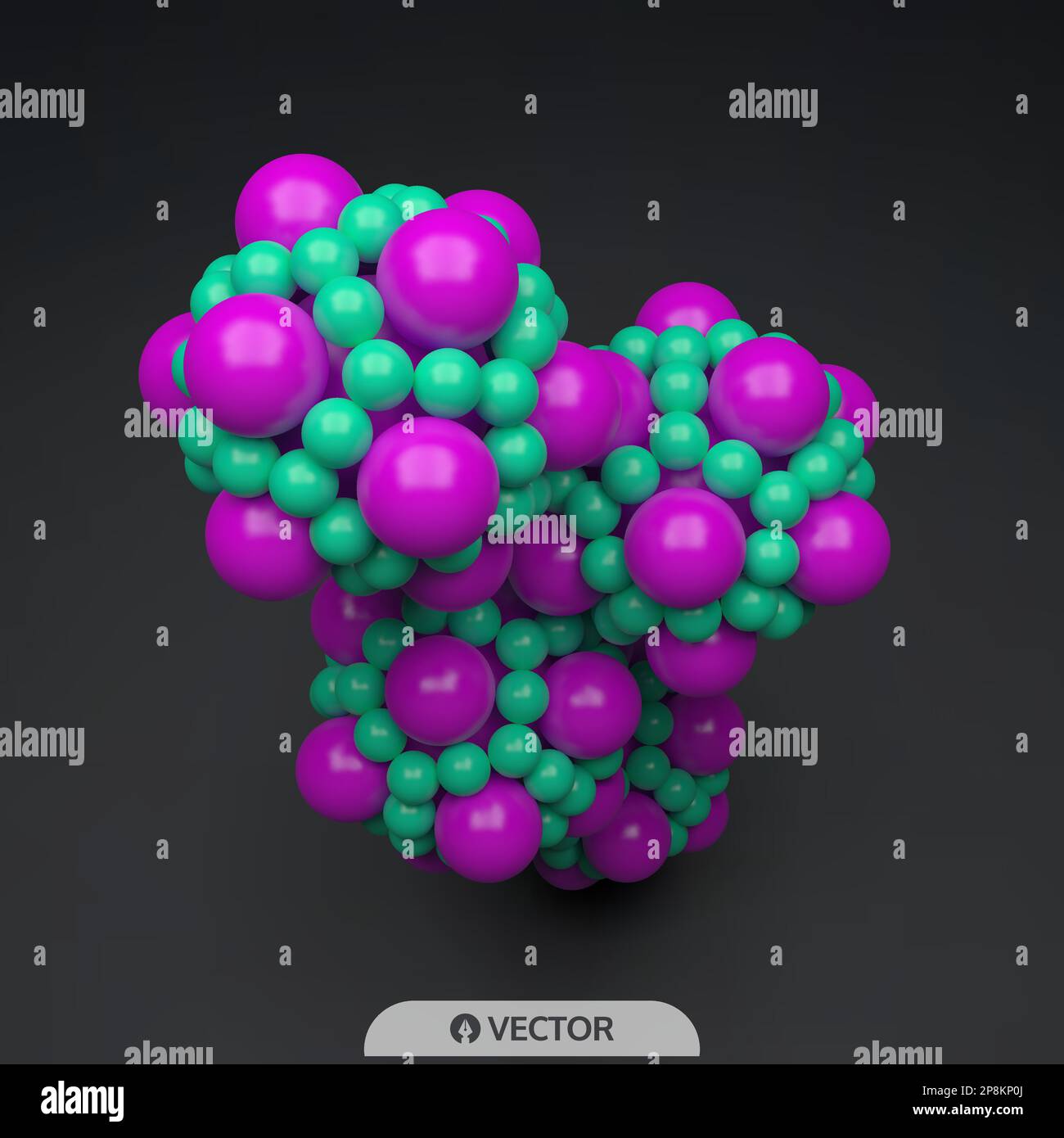 Molecola 3D. Struttura molecolare. Illustrazione vettoriale per la scienza. Illustrazione Vettoriale