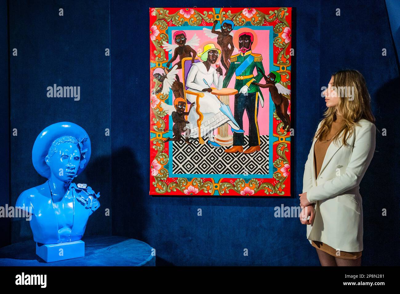 Londra, Regno Unito. 9th Mar, 2023. To Love and Be Loved e c.1855 - Let this be a sign a new selling exhibition by nigerian artist Samson Bakare at the Dorothy Circus Gallery. Credit: Guy Bell/Alamy Live News Foto Stock