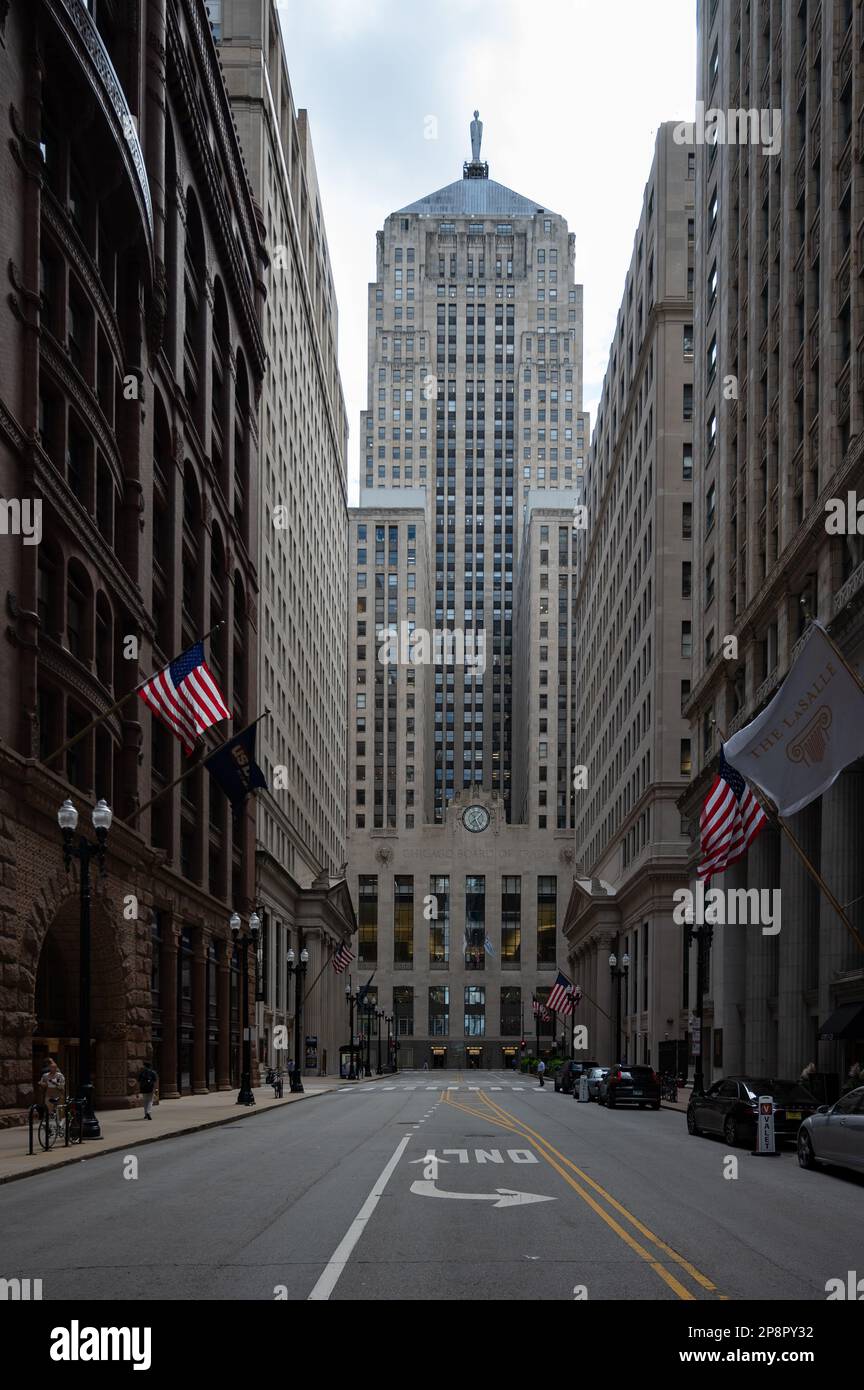 Il Chicago Board of Trade Building in una giornata nuvolosa Foto Stock