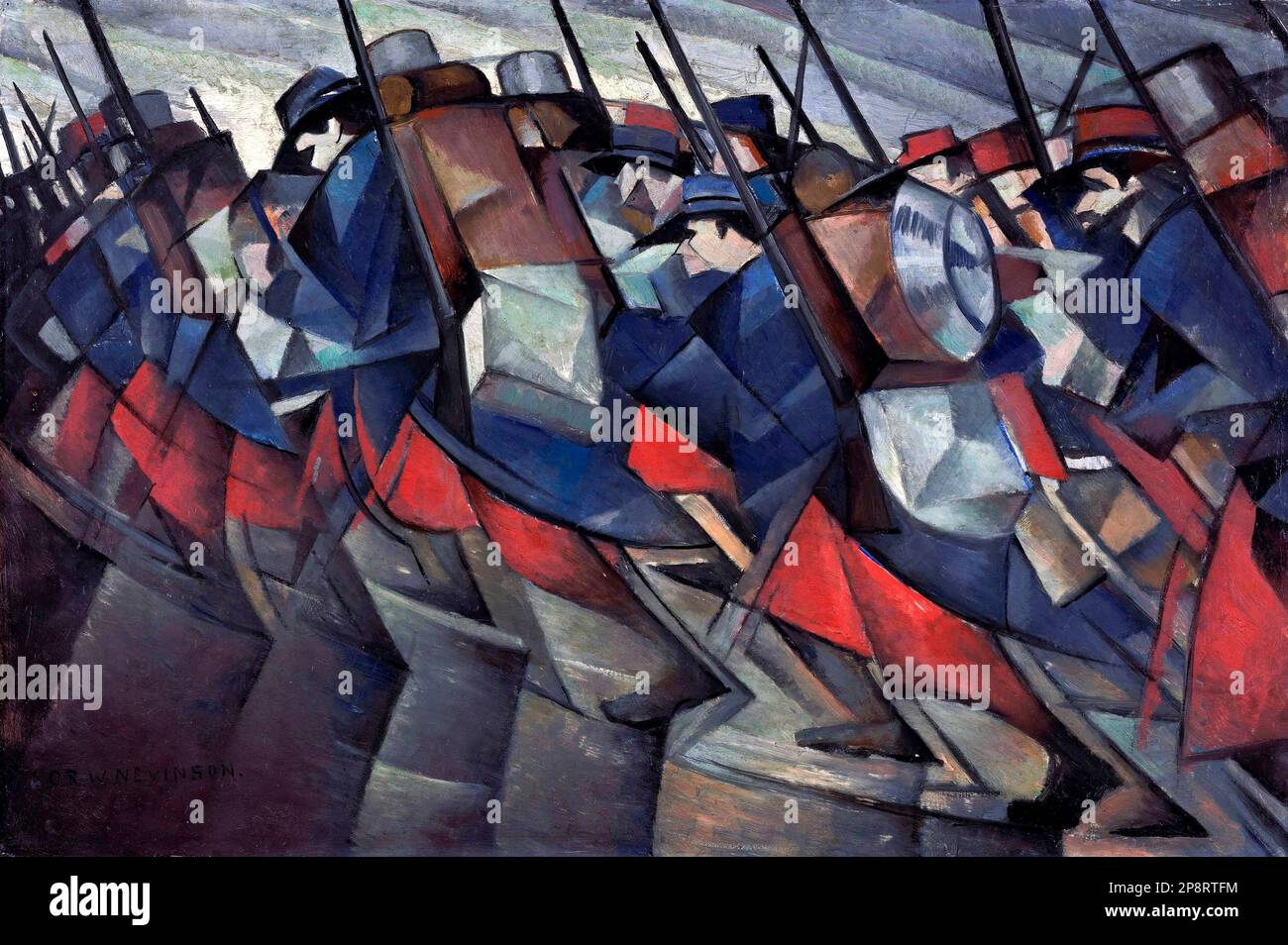 Tornando alle trincee di Christopher R. W. Nevinson (1889-1946), olio su tela, 1914 Foto Stock