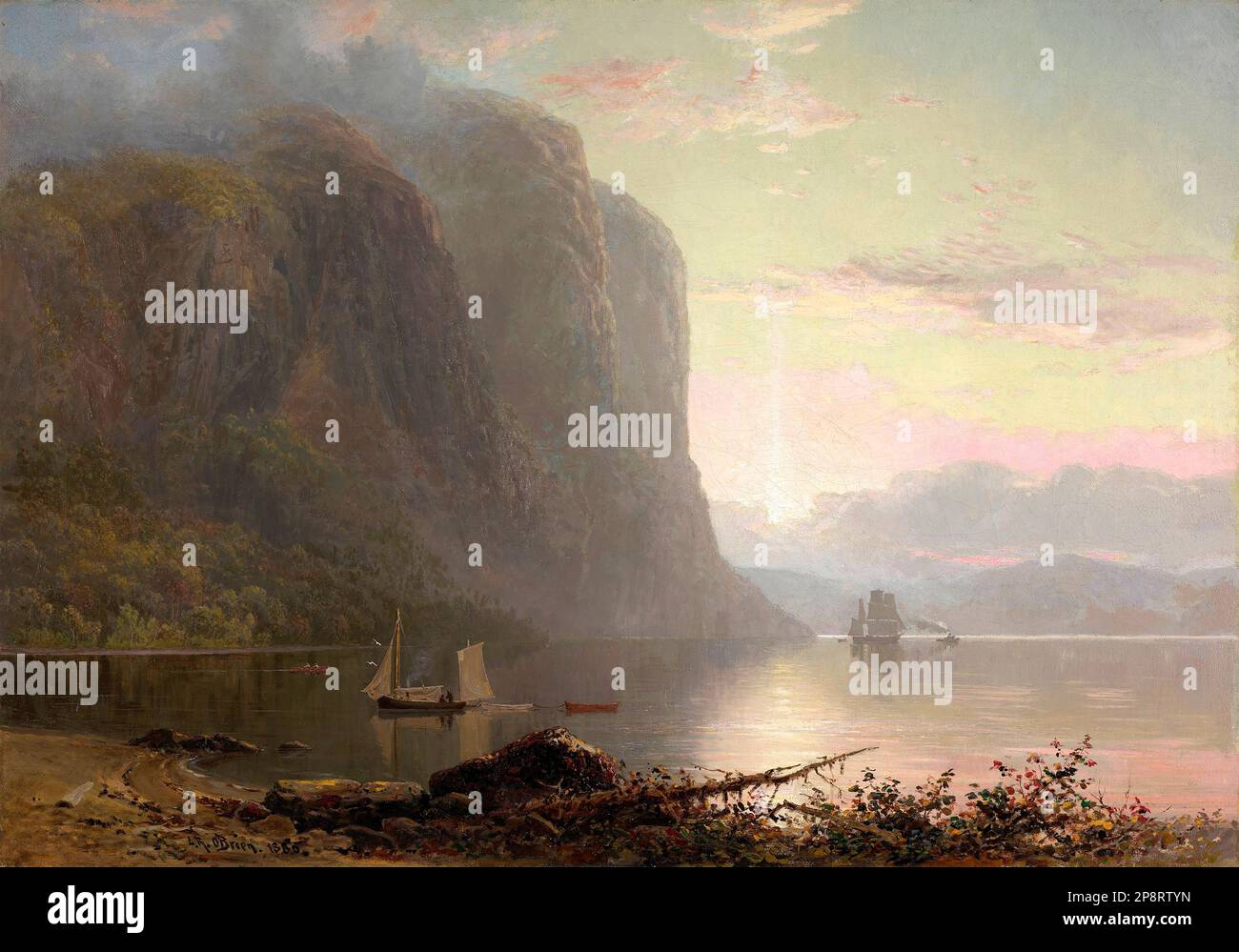 Alba sul Saguenay, Cape Trinity dall'artista canadese, Lucius Richard o'Brien (1832-1899), olio su tela, 1880 Foto Stock