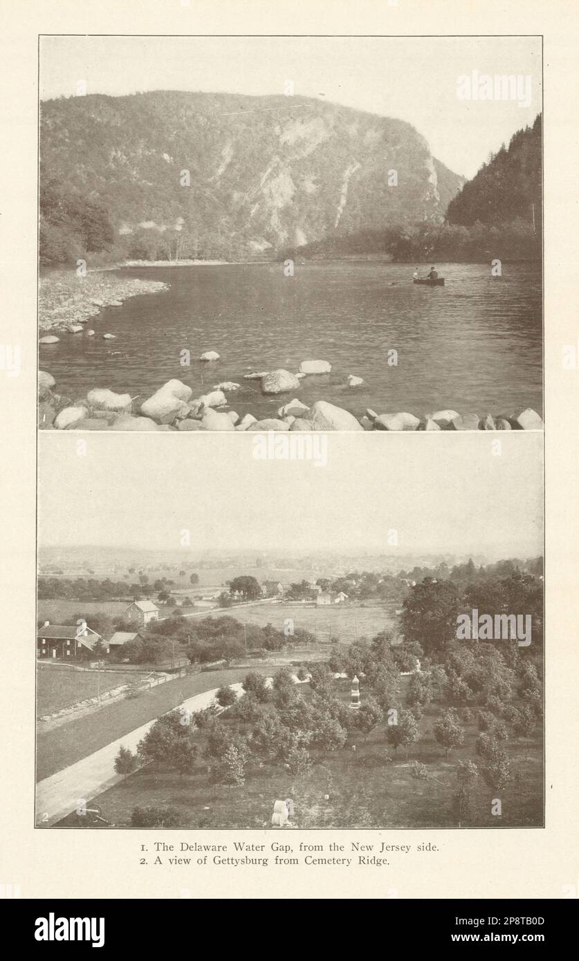 Delaware Water Gap dal lato del New Jersey. Gettysburg da Cemetery Ridge 1907 Foto Stock