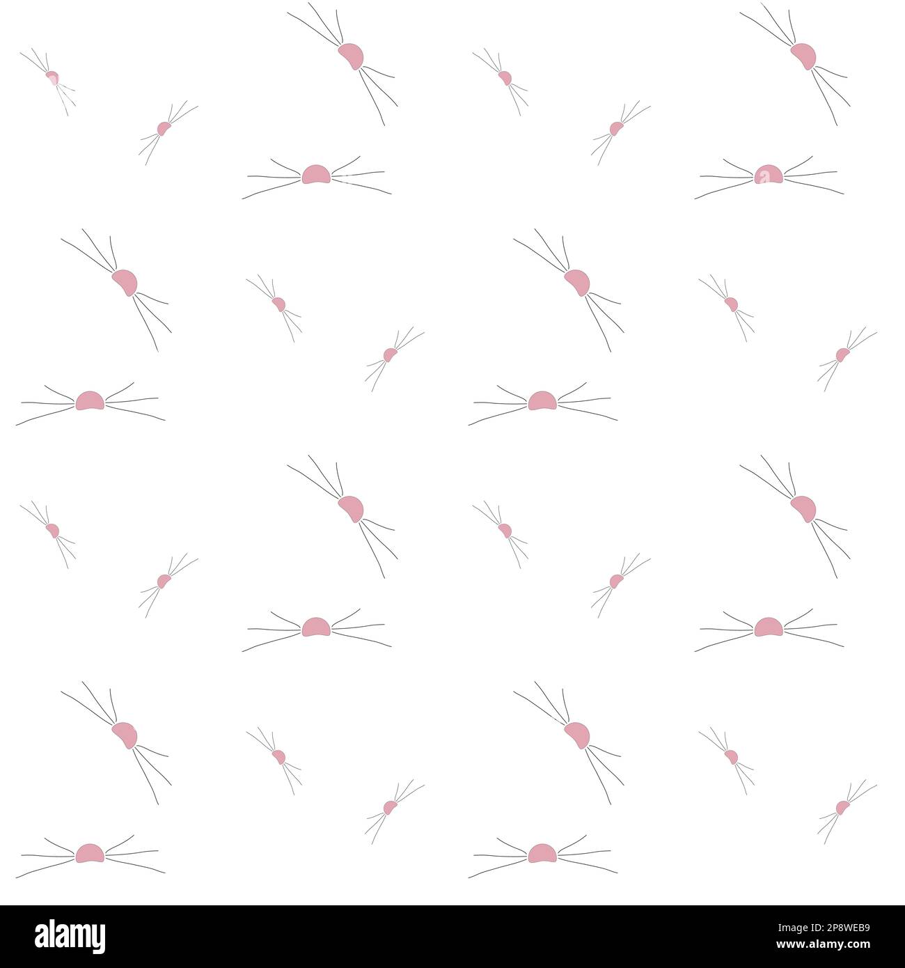 Modello per vivaio senza cuciture con naso di gatto e cuore rosa per San Valentino o tessuti per bambini Illustrazione Vettoriale