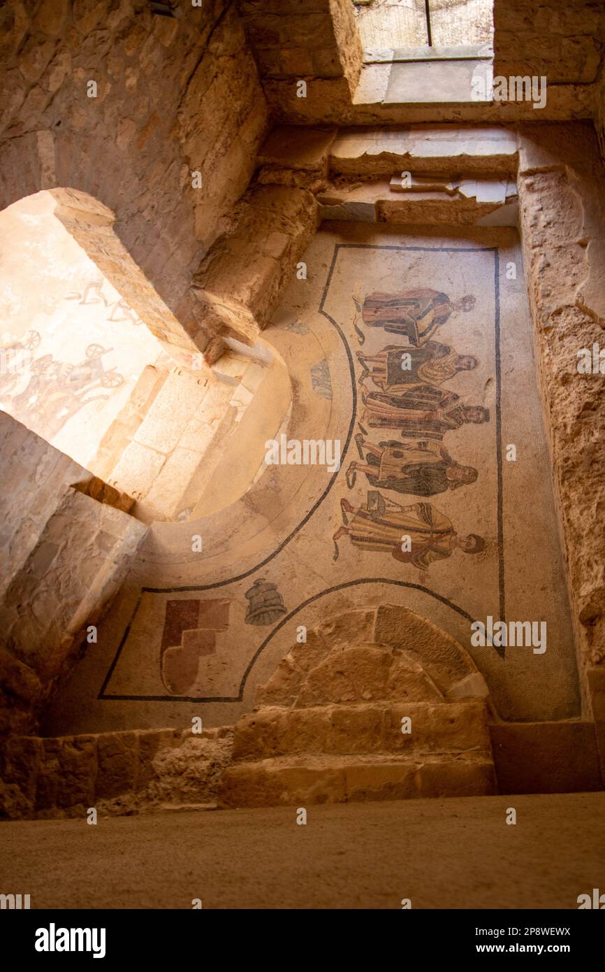 In Piazza Armerina , Italia , il 08-04-23, Villa romana del Casale, inserita nella lista dei patrimoni dell'umanità dell'UNESCO per i suoi splendidi mosaici Foto Stock