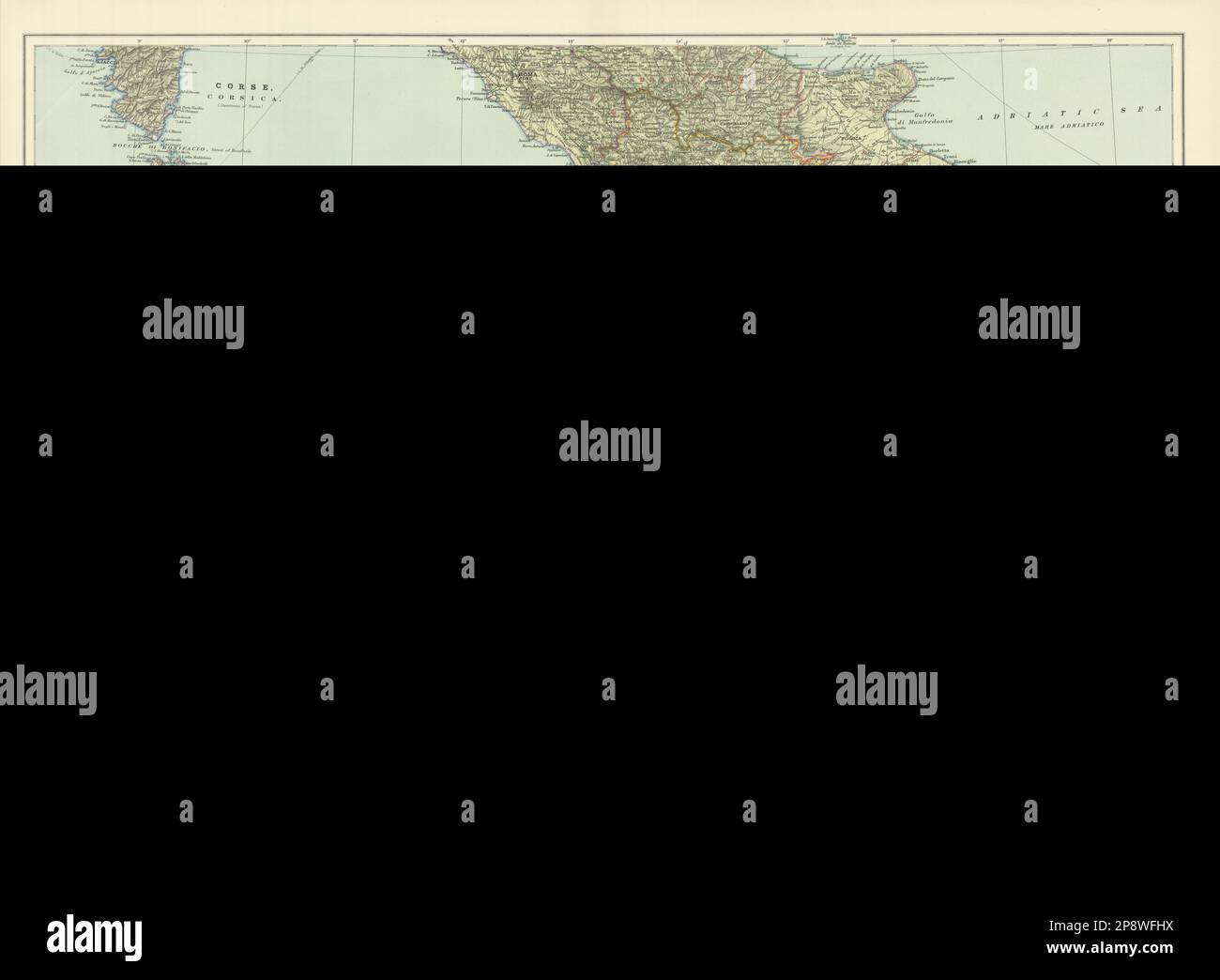 Italia meridionale. Sicilia Calabria Puglia Abruzzo Lazio Campania. MAPPA DI STANFORD 1904 Foto Stock