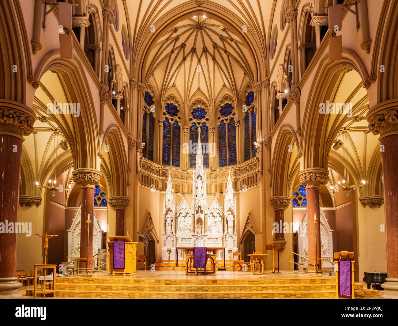 Vista interna del St. Francis Xavier College Church nel Missouri Foto Stock