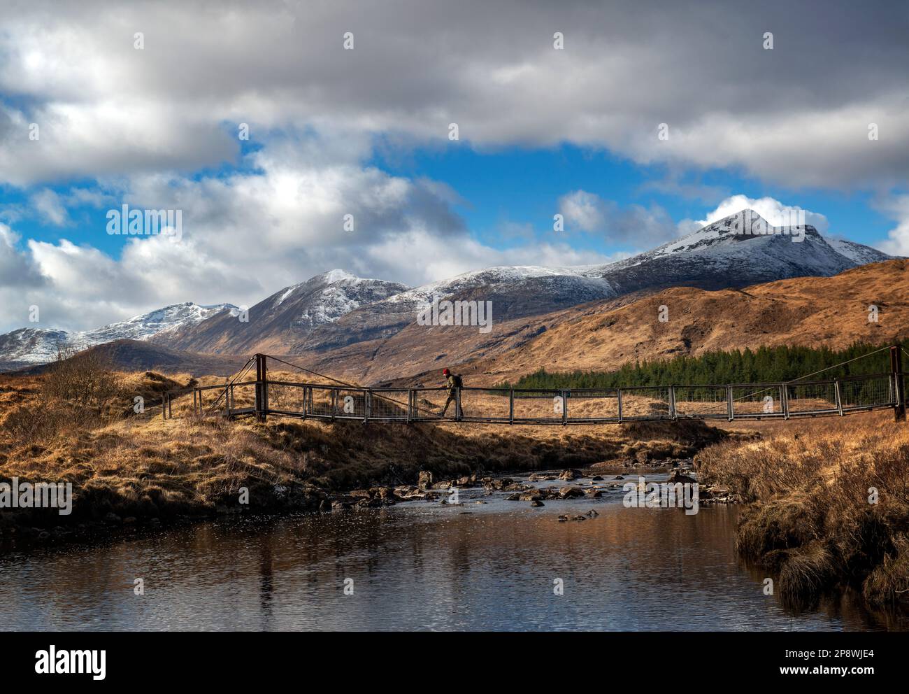 Camminando a piedi nelle Highlands Scozzesi, il Glen Etive Munros da Clashgour Estate, Argyll & Bute Foto Stock