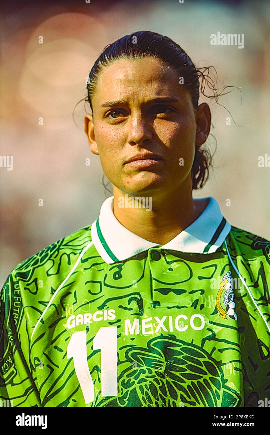 Monica Gerardo (MEX) durante la Coppa del mondo di calcio femminile FIFA 1999, Messico vs Brasile. Foto Stock