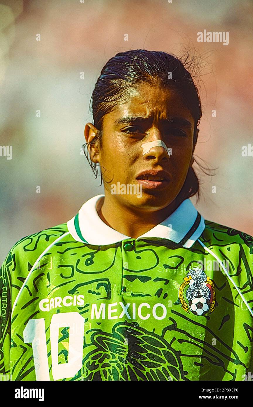 Maribel Dominguez (MEX) durante la Coppa del mondo di calcio femminile FIFA 1999, Messico vs Brasile. Foto Stock