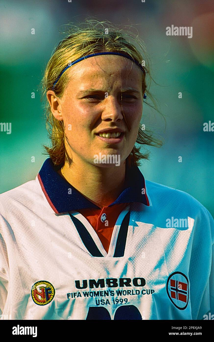 Unni Lehn (NOR) durante IL TORNEO NOR vs PUÒ partecipare alla Coppa del mondo di calcio femminile FIFA 1999. Foto Stock