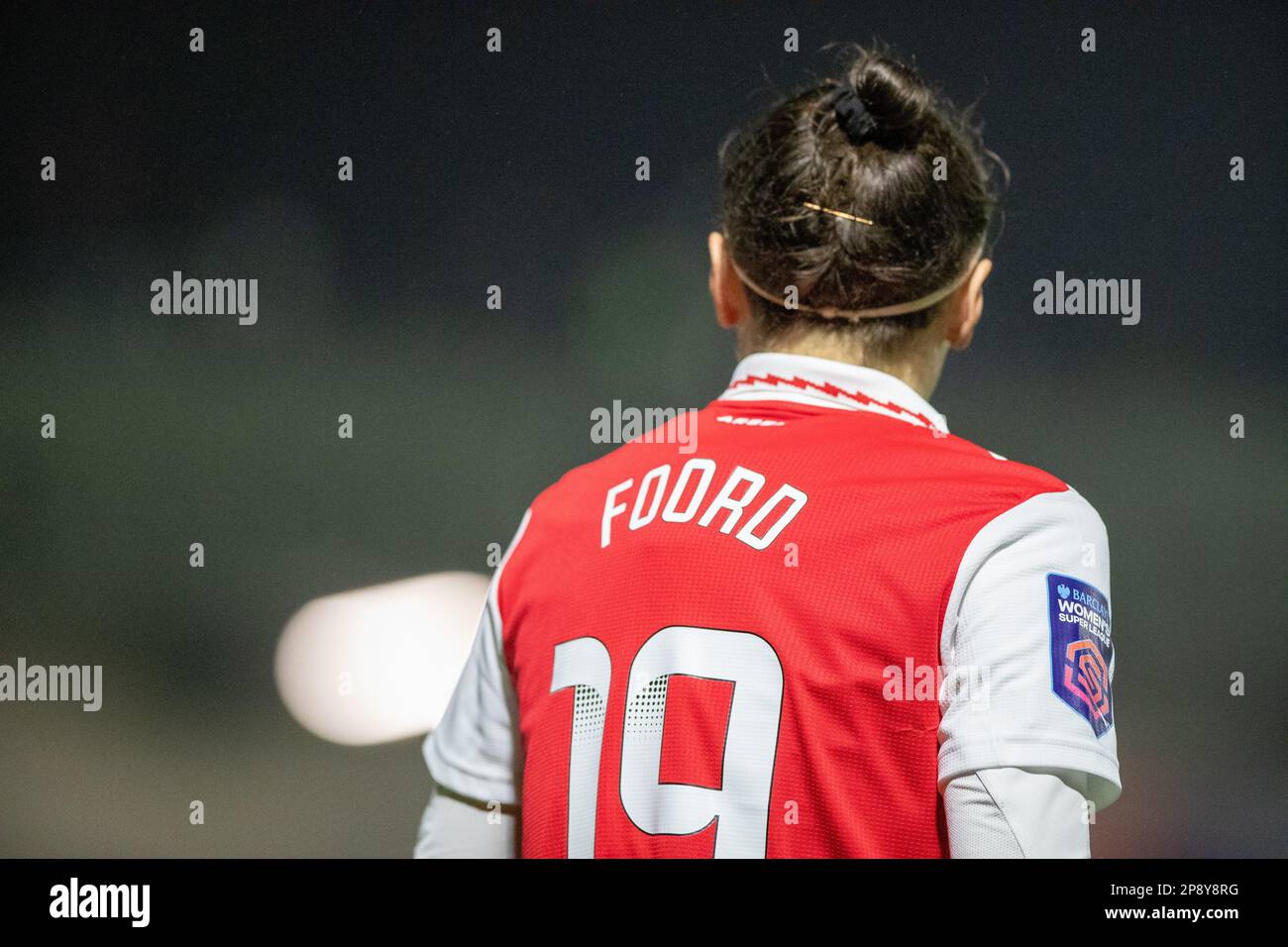 8 marzo 2023. Caitlin Foord. Barclays gioco di Super League femminile tra Arsenal e Liverpool, Meadow Park (Londra). Foto Stock