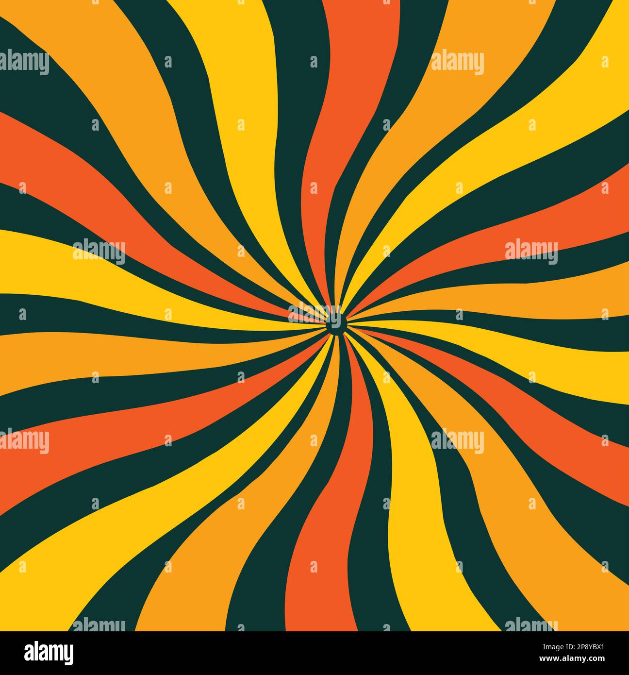 roteate di colore arancione e giallo su sfondo verde scuro. sfondo astratto Illustrazione Vettoriale