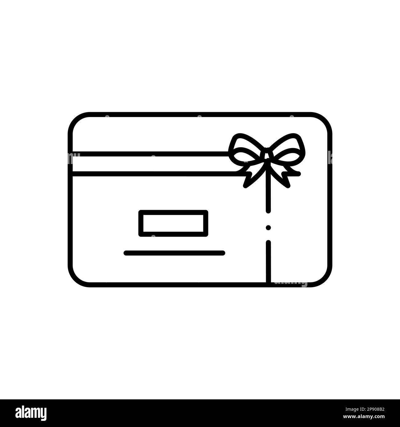 Icona della linea della carta regalo. Volantino, sconto, certificato. Concetto di invito. L'illustrazione vettoriale può essere usata per gli argomenti come il compleanno, lo shopping, il buono Illustrazione Vettoriale