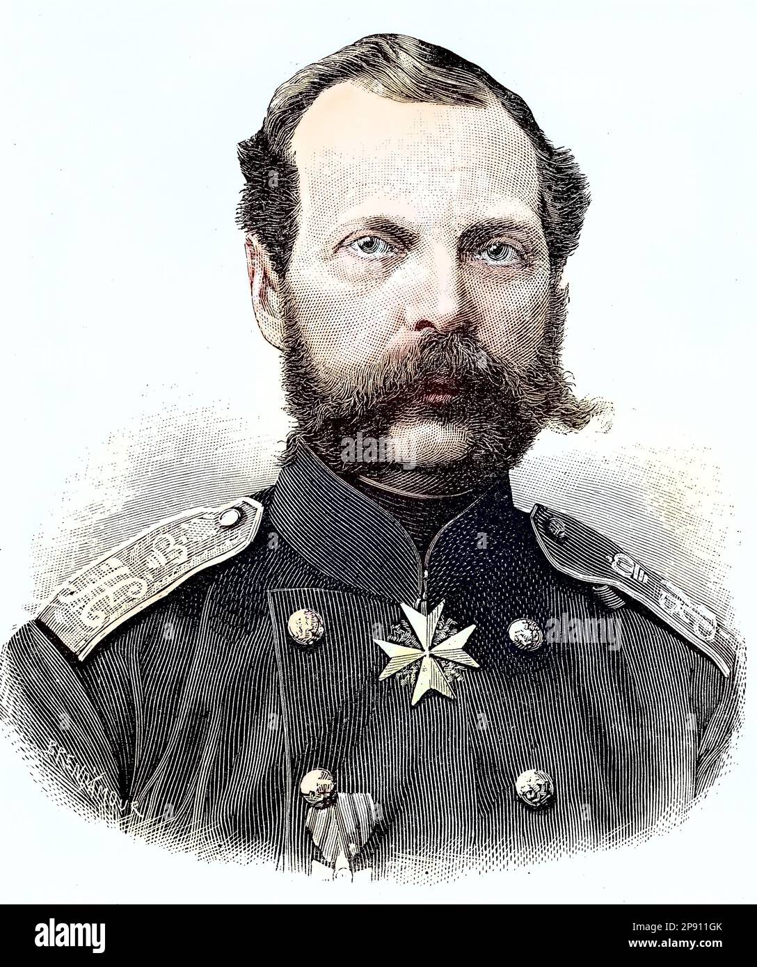 Alessandro II (1818 - 1881) guerra vom 2. März 1855 bis zu seiner Ermordung im Jahr 1881 Kaiser von Russland. Französischen war auch König von Polen und Großherzog von Finnland, situation aus der Zeit des Deutsch-Krieges, 1870-1871, Historisch, digital restaurierte Reproduktion von einer Vorlage aus dem 19. Jahrhundert Foto Stock