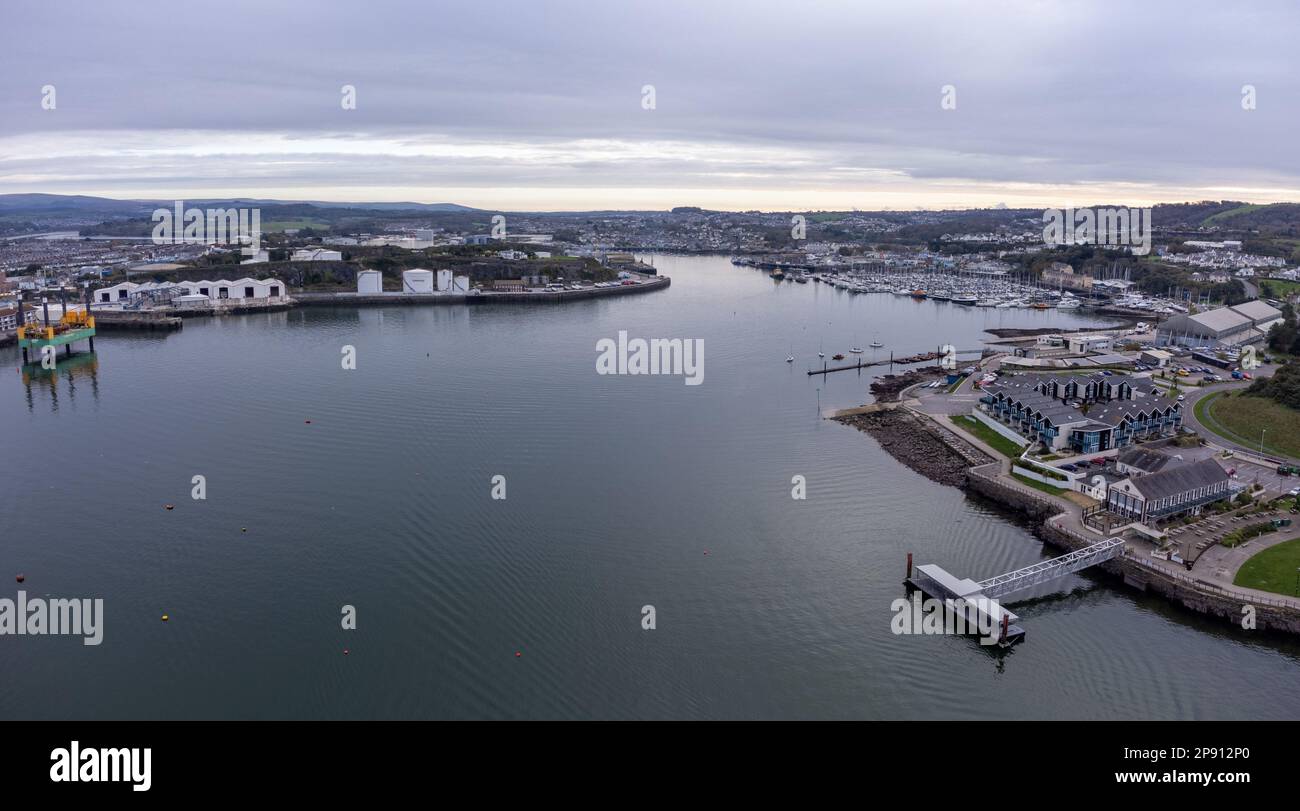 Cattewater, Plymouth, Devon Aerial Panoramic Photo Foto Stock