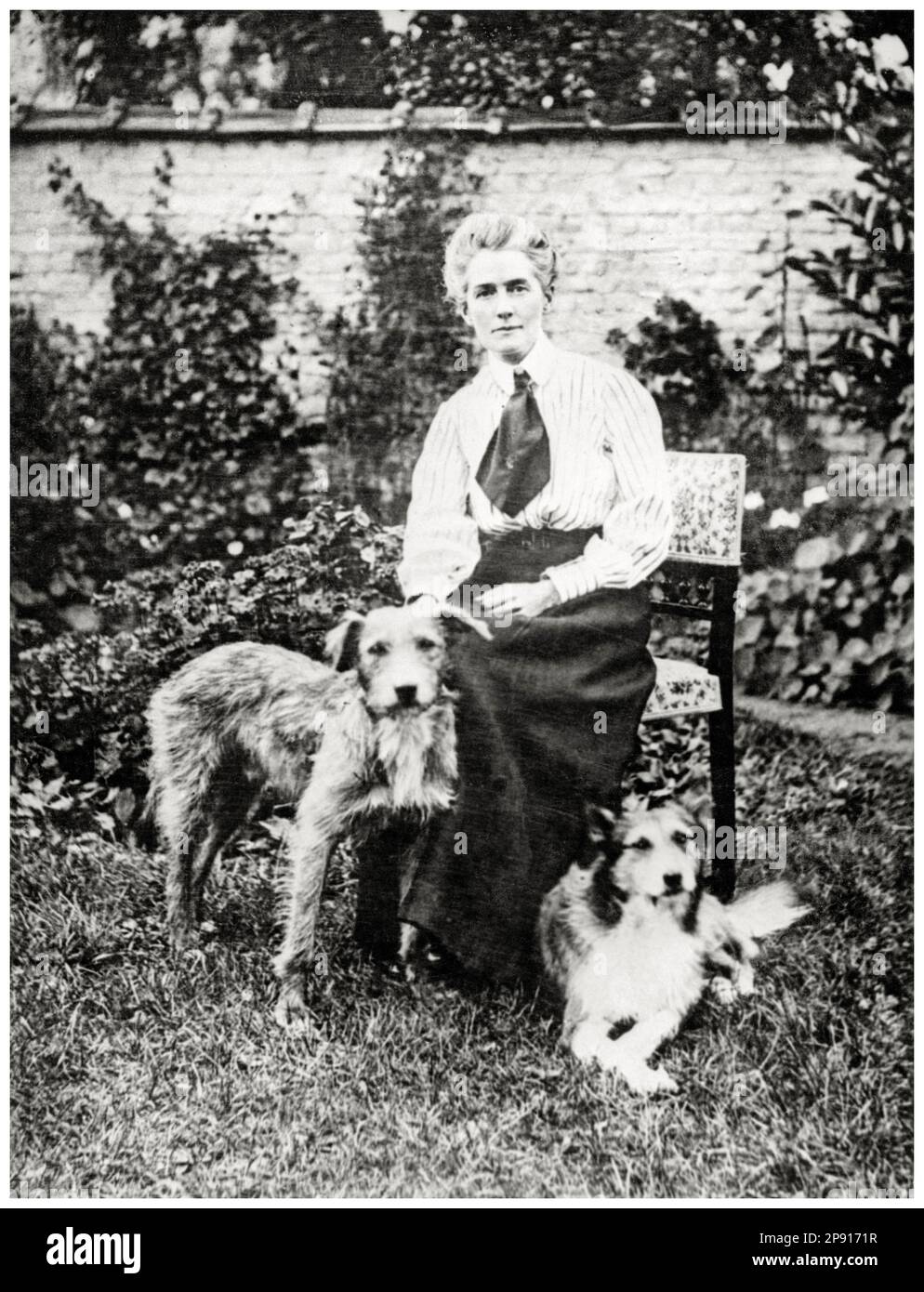 Edith Cavell (1865-1915), infermiera britannica che è stata sparata da una squadra di sparo tedesca durante il WW1 per aver aiutato oltre 200 soldati alleati fuga dal Belgio occupato tedesco, ritratto fotografia, prima del 1915 Foto Stock