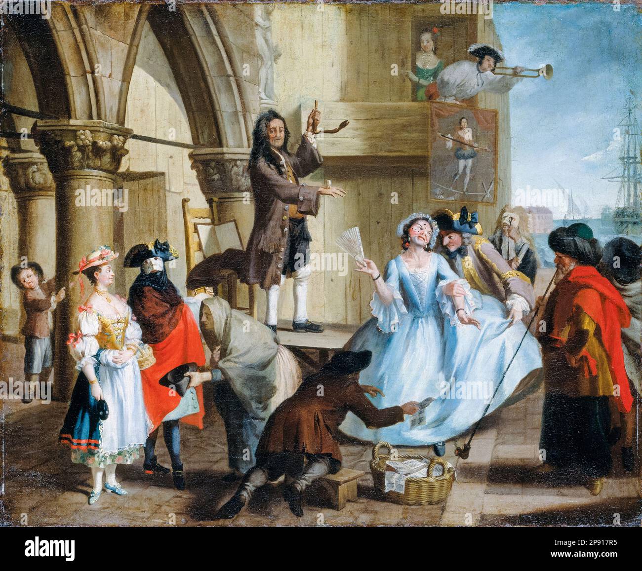 Giocolieri di fronte al Palazzo Ducale (Venezia), pittura ad olio su tela, Scuola Veneziana, 1750-1760 Foto Stock