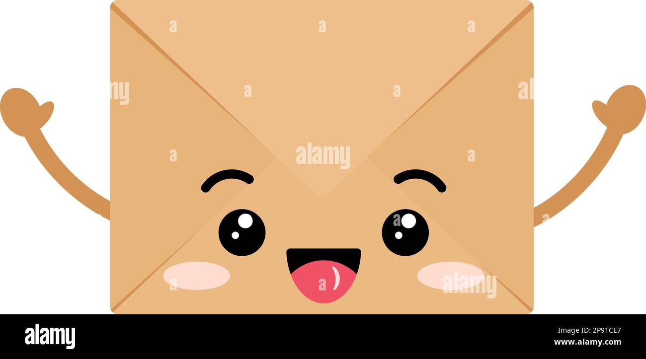 Busta artigianale carino kawaii carattere con le braccia. Illustrazione Vettoriale