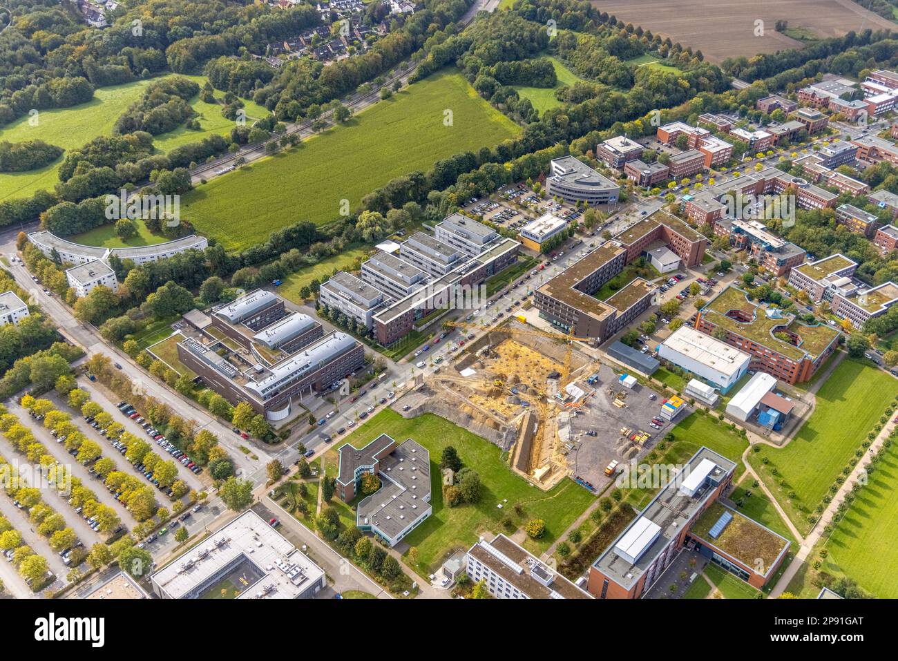 Veduta aerea del TZDO - TechnologieZentrumDortmund GmbH, Dortmund University of Technology con il BioMedicineCenter BMZ e il Max Planck Institute Foto Stock