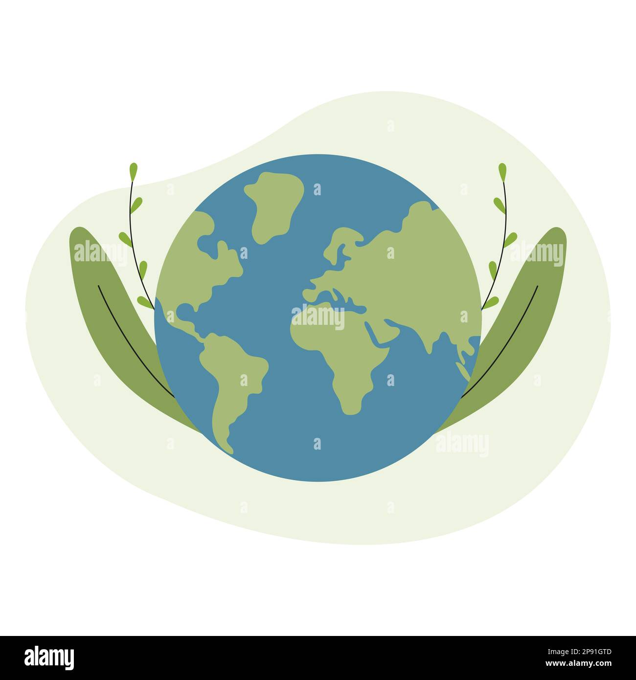 Pianeta terra o mondo globo con oceani e acqua piatta vettore colore icona per applicazioni e siti web. Salva pianeta. Illustrazione vettoriale Illustrazione Vettoriale