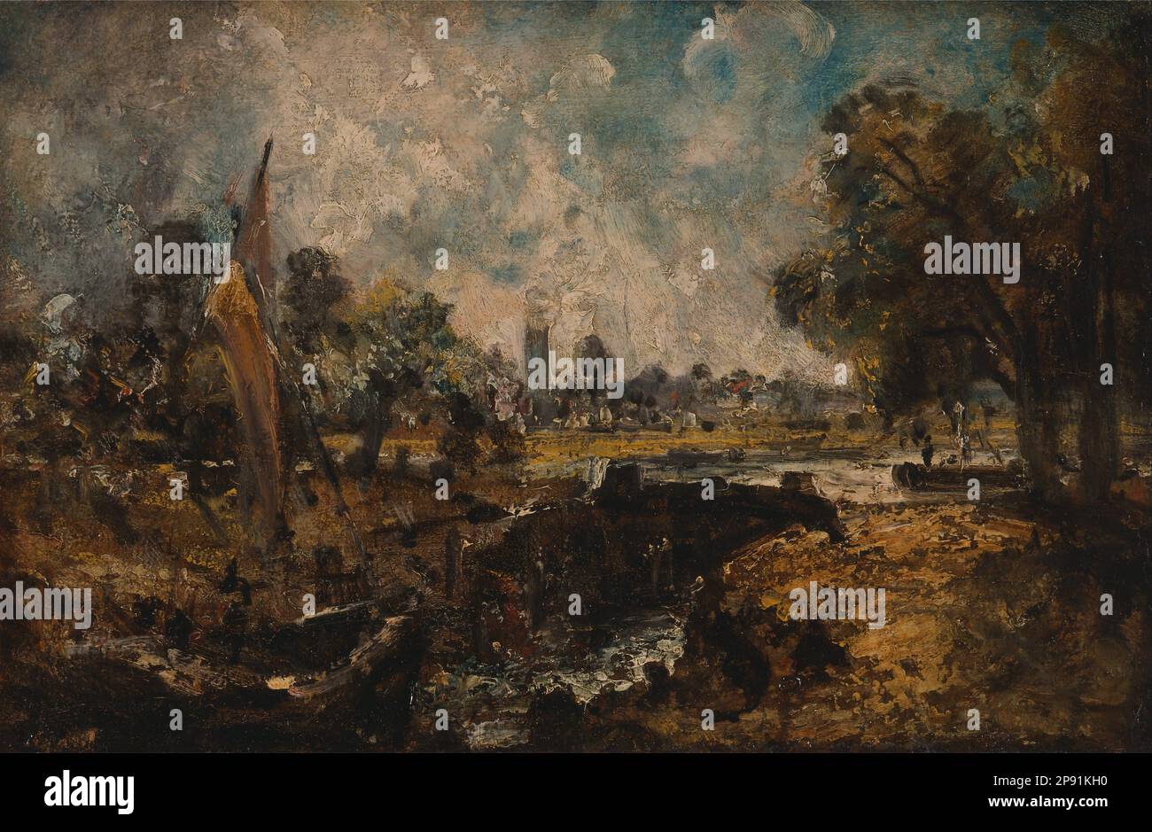 Dedham Lock tra le 1819 e le 1820 di John Constable Foto Stock