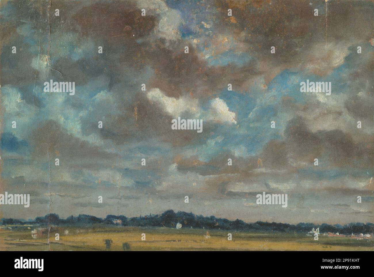 Ampio paesaggio con nuvole grigie circa 1821 di John Constable Foto Stock