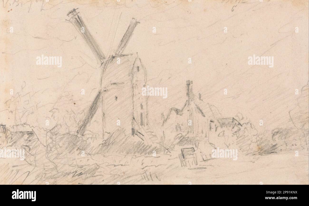 Paesaggio con mulino a vento tra il 1825 e il 1830 da John Constable Foto Stock