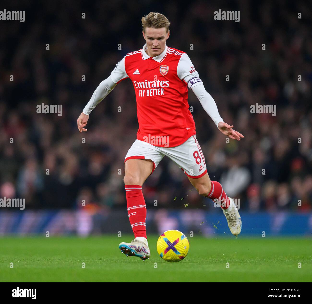 01 Mar 2023 - Arsenal contro Everton - Premier League - Emirates Stadium Martin Odegaard dell'Arsenal durante la partita della Premier League all'Emirates Stadium, Londra. Foto : Mark Pain / Alamy Live News Foto Stock