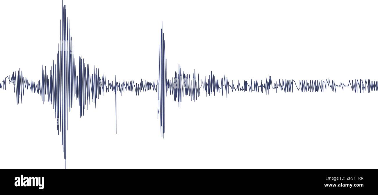 Sismogramma di attività sismica o record di rilevatore di bugie. Sfondo diagramma terremoto o onda audio. Movimento del suolo, eruzione del vulcano. POLIGRAFO o seis Illustrazione Vettoriale