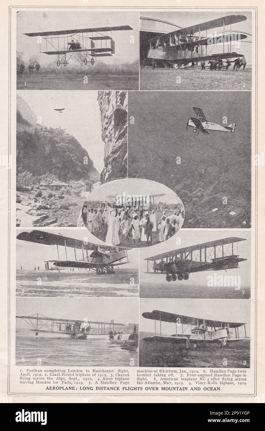 Aeroplane - voli a lunga distanza sulle montagne e sull'oceano. Foto Stock