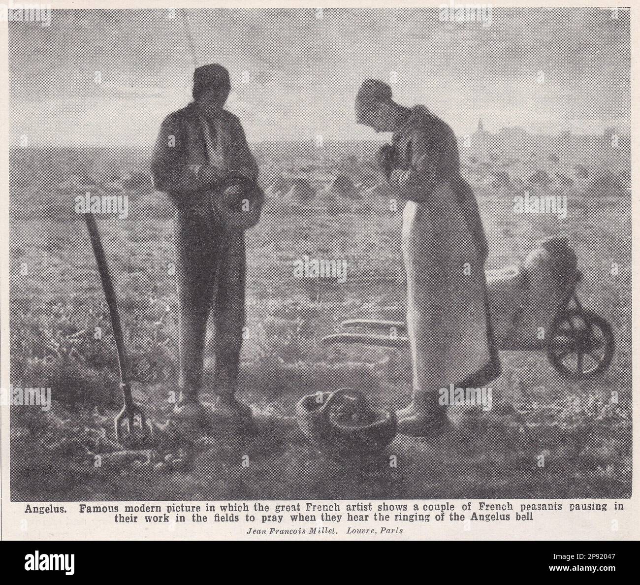 Angelus - i contadini francesi si feriscono nel loro lavoro nei campi per pregare quando sentono il suono della campana dell'Angelus. Foto Stock