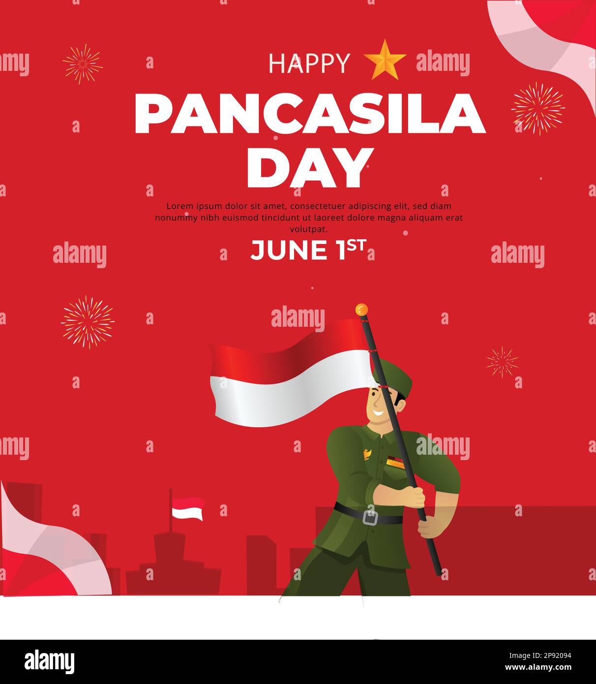 indonesia Independence Day 17 agosto Pancasila Day Illustrazione Vettoriale