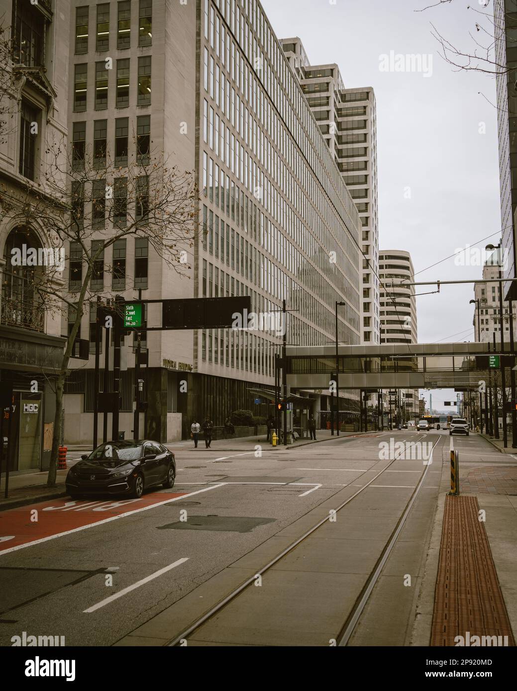 Street scene nel centro di Cincinnati, Ohio Foto Stock