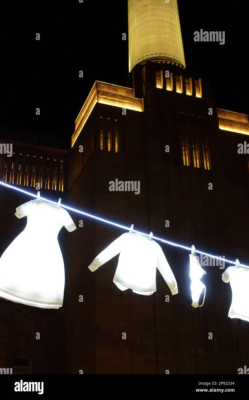 Light Festival, Battersea Power Station, Londra, Regno Unito Foto Stock