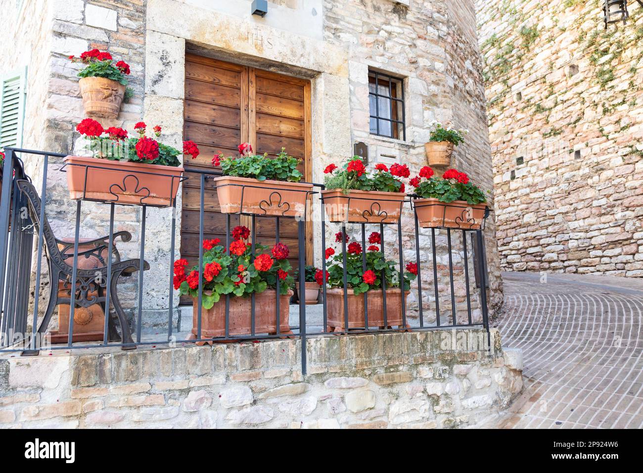 Assisi villaggio in Umbria, Italia. La città è famosa per la più importante Basilica di San Francesco d'Italia (Basilica di San Francesco) Foto Stock