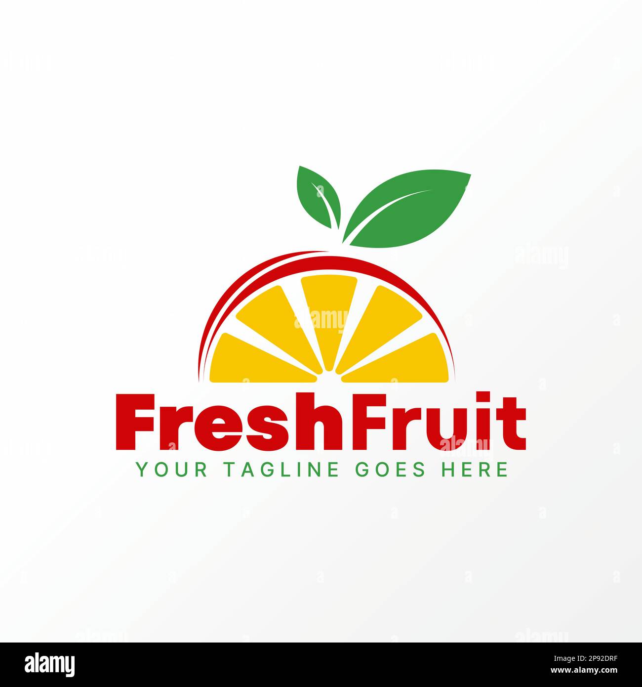 Logo design grafico concetto creativo premium libero vettore stock unico 3D semi dolce arancia frutta bevanda con foglia. Relativo al vegano naturale del limone fresco Illustrazione Vettoriale