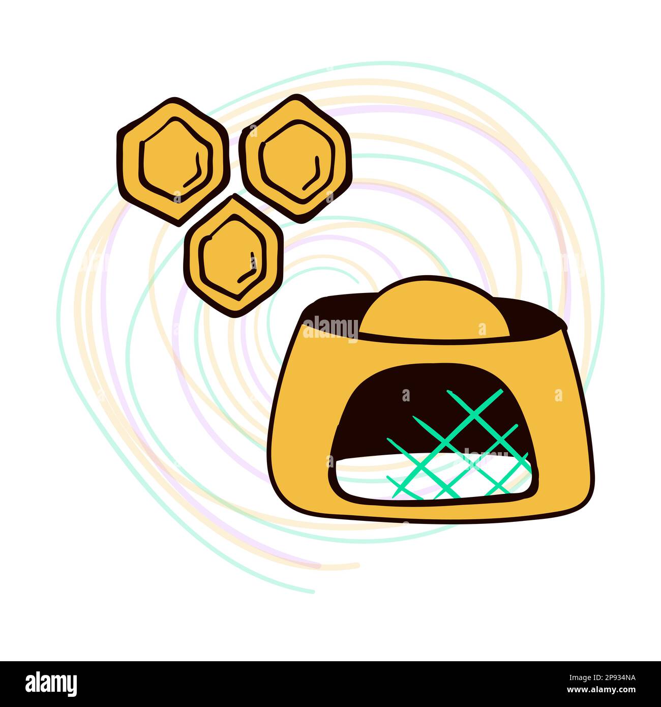 Un nido d'ape di cera e un cappello dell'apicoltore Illustrazione Vettoriale