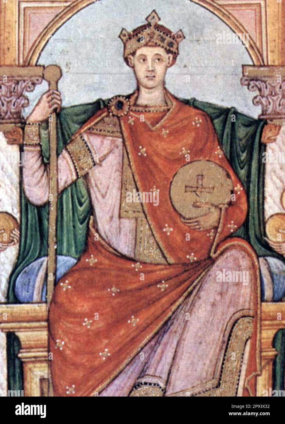OTTO II (955-983) Imperatore Sacro Romano in un manoscritto intorno al 985 Foto Stock
