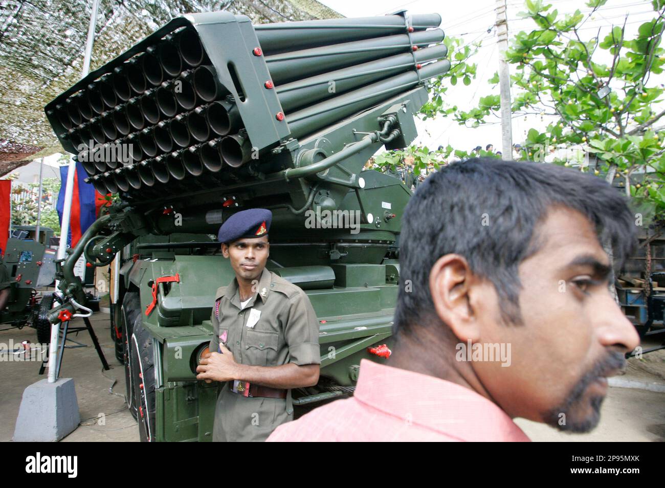 Colombo Roket A Sri Lankan soldier stands next to a multi barrel rocket launcher at ...
