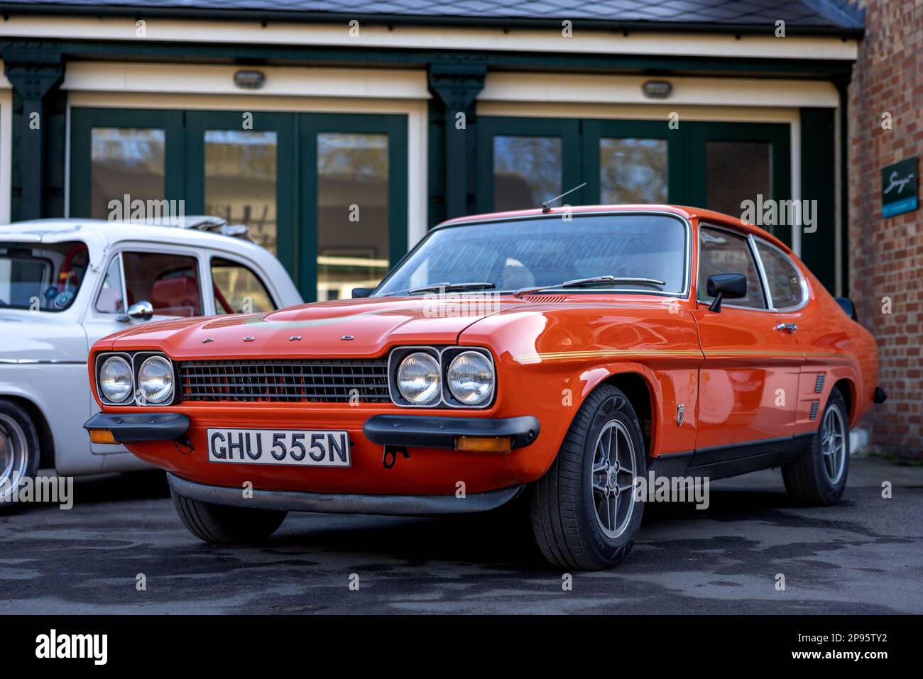 1973 Ford Capri RS 3100, in mostra all'assemblea Ford tenutasi presso il Bicester Heritage Centre il 26th febbraio 2023. Foto Stock