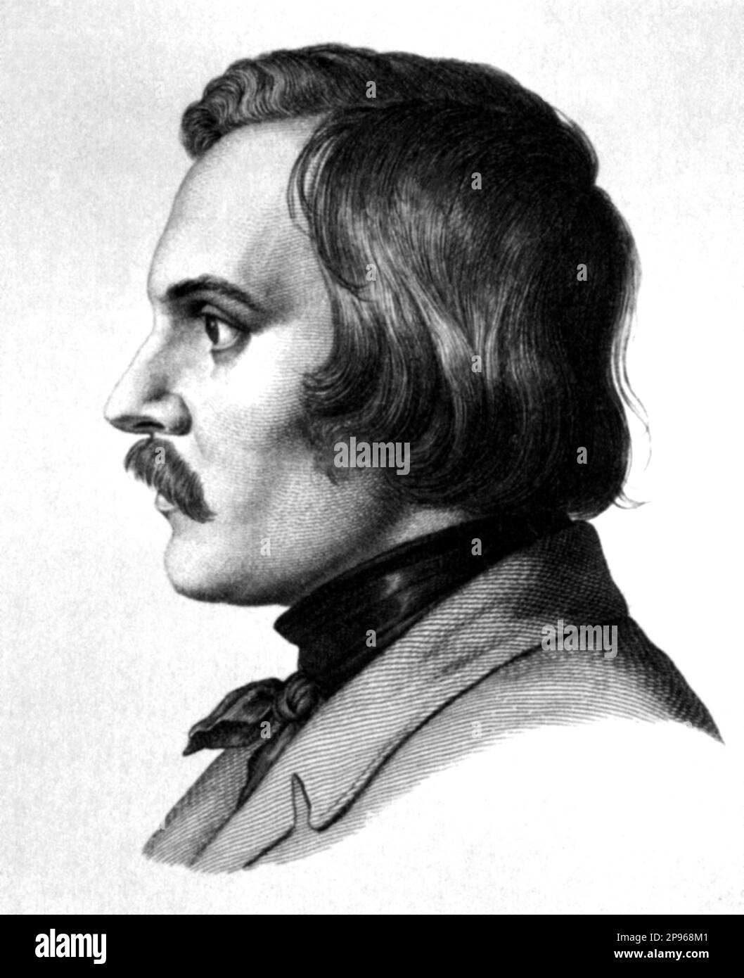 1830 c, GERMANIA: Lo scultore tedesco LUDWIG von SCHWANTHALER ( 1802 - 1848 ). Ritratto inciso da un disegno di Wilhelm von Kaulbach , 1850 ca .- NEOCLASSICO - NEOCLASSICO - NEOCLASSICO - NEOCLASSICO - NEOCLASSICO - NEOCLASSICO - RITRATTO - ARTE - ARTI VISIVE - ARTI VISIVE - SCULTORE - SCULTURA - ARTI PLASTICHE - SCULTURA - artista - baffi - baffi - profilo --- Archivio GBB Foto Stock