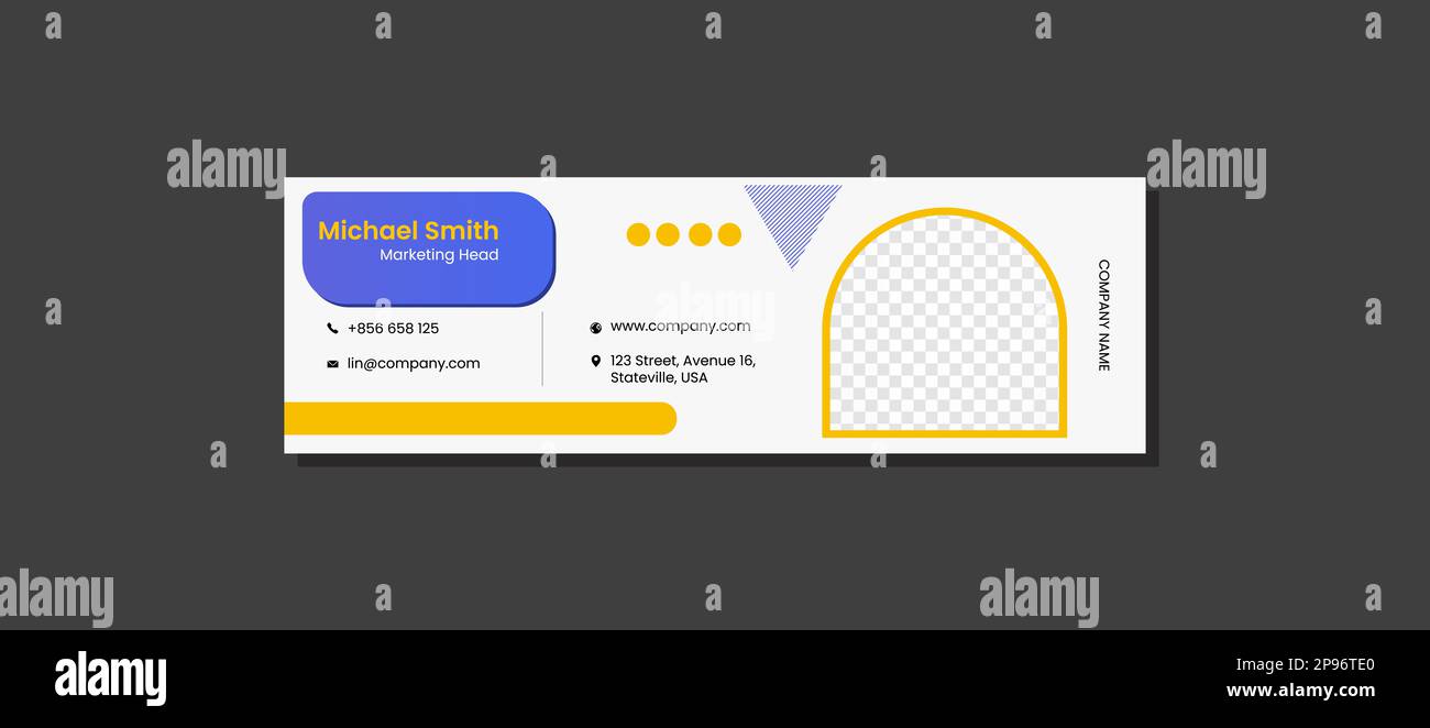 Design del modello di firma e-mail e piè di pagina e copertina dei social media personali Foto Stock