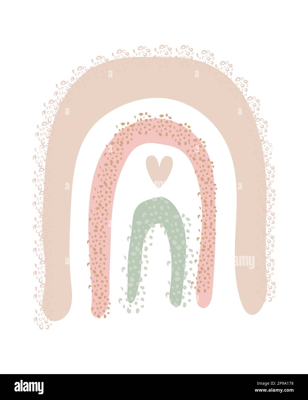 Carino e romantico boho arcobaleno in stile minimal Illustrazione Vettoriale