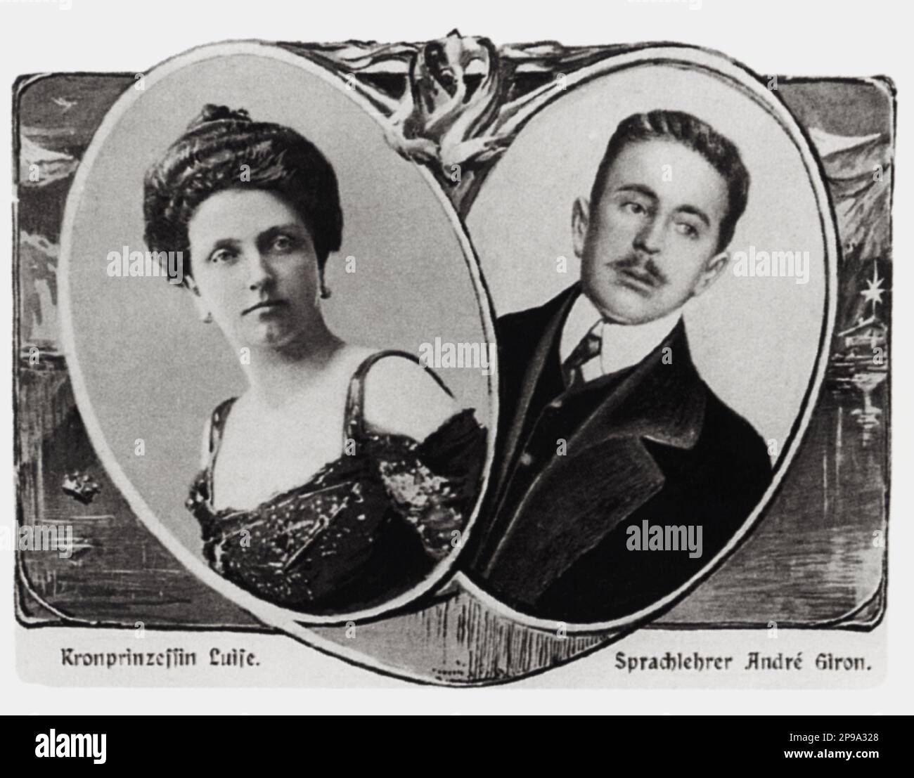 1900 : lo scandaloso Kronprinzessin zu Sachsen LUISA VON TOSCANA ( Luise , Louise von Österreich - Toskana , Salisburgo 1870 - Bruxelles 1947 ). Sposato con Friedrich August III von Sachsen (Federico Augusto ,1865 - 1932), con lui hanno 7 figli. Principessa Imperiale e Arciduchessa d'Austria, Principessa di Toscana, Ungheria e Boemia era figlia di Ferdinando IV di Toscana e della sua seconda moglie Alicia di Parma, figlia del duca Carlo III e di Luisa di Berry. Non seguì l'etichetta in tribunale, il che portò a argomentazioni con il suocero. Il 9 dicembre 1902 lasciò la Sassonia con Foto Stock