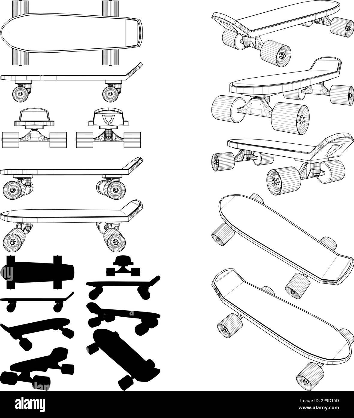 Vettore skateboard. Illustrazione isolata su sfondo bianco. Un'illustrazione vettoriale di Skateboard. Illustrazione Vettoriale