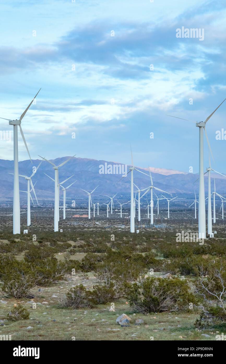 Mulini a vento nell'area di Greater Palm Springs, California Foto Stock