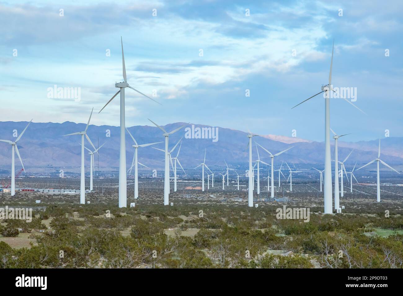 Turbine eoliche nell'area di Greater Palm Springs, California Foto Stock