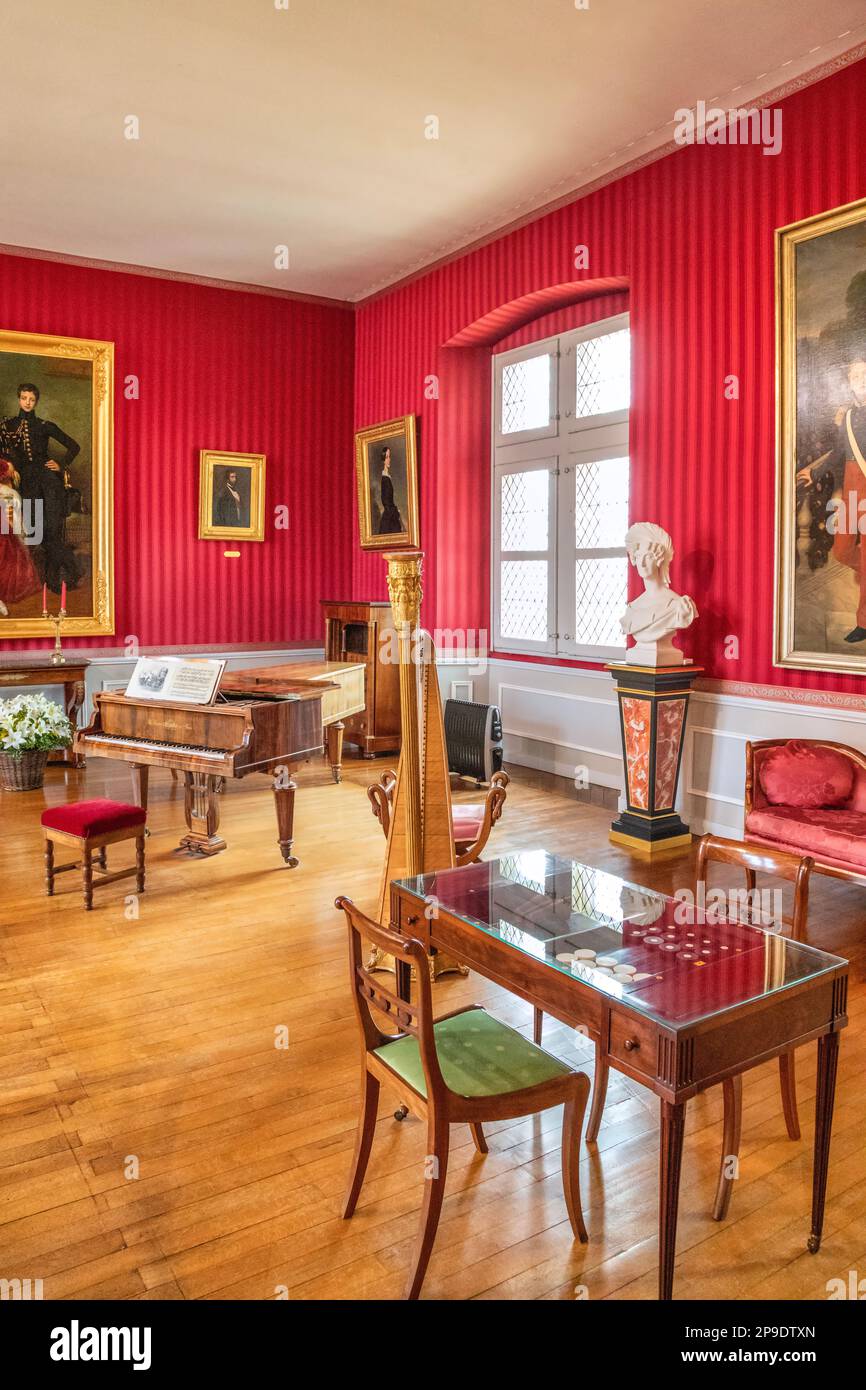 Camera arredata all'interno del castello reale di Amboise, Francia Foto Stock